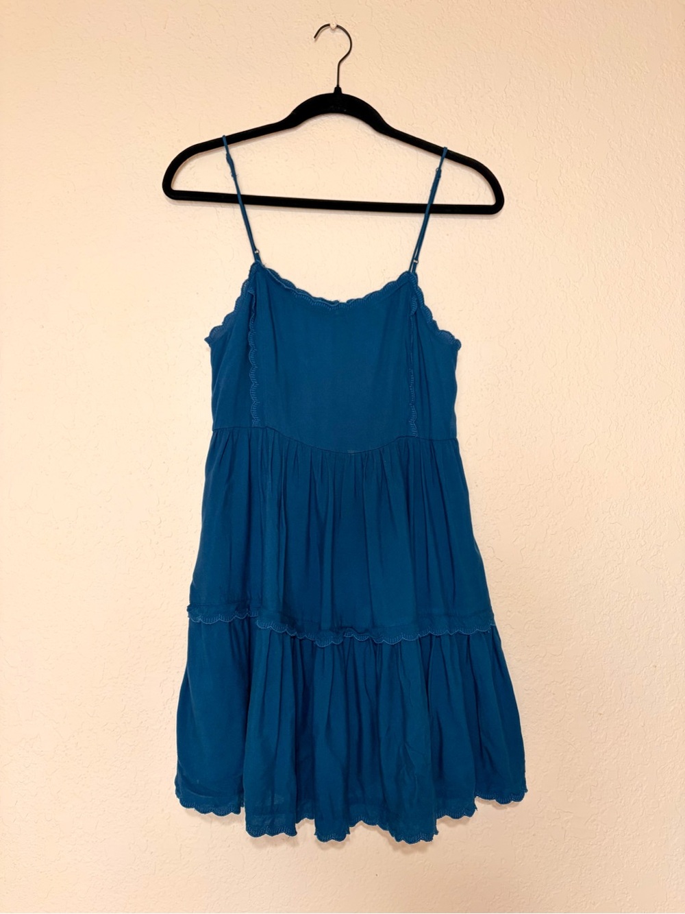 Urban Outfitters Teal Tiered Spaghetti-Strap Mini Dress
